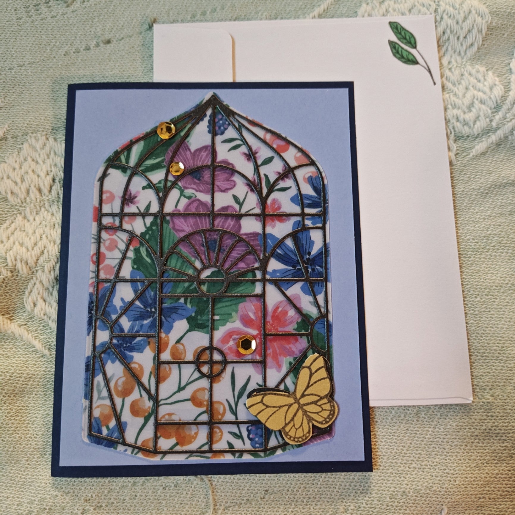 Handmade Greeting Card - White and blue - Unknown