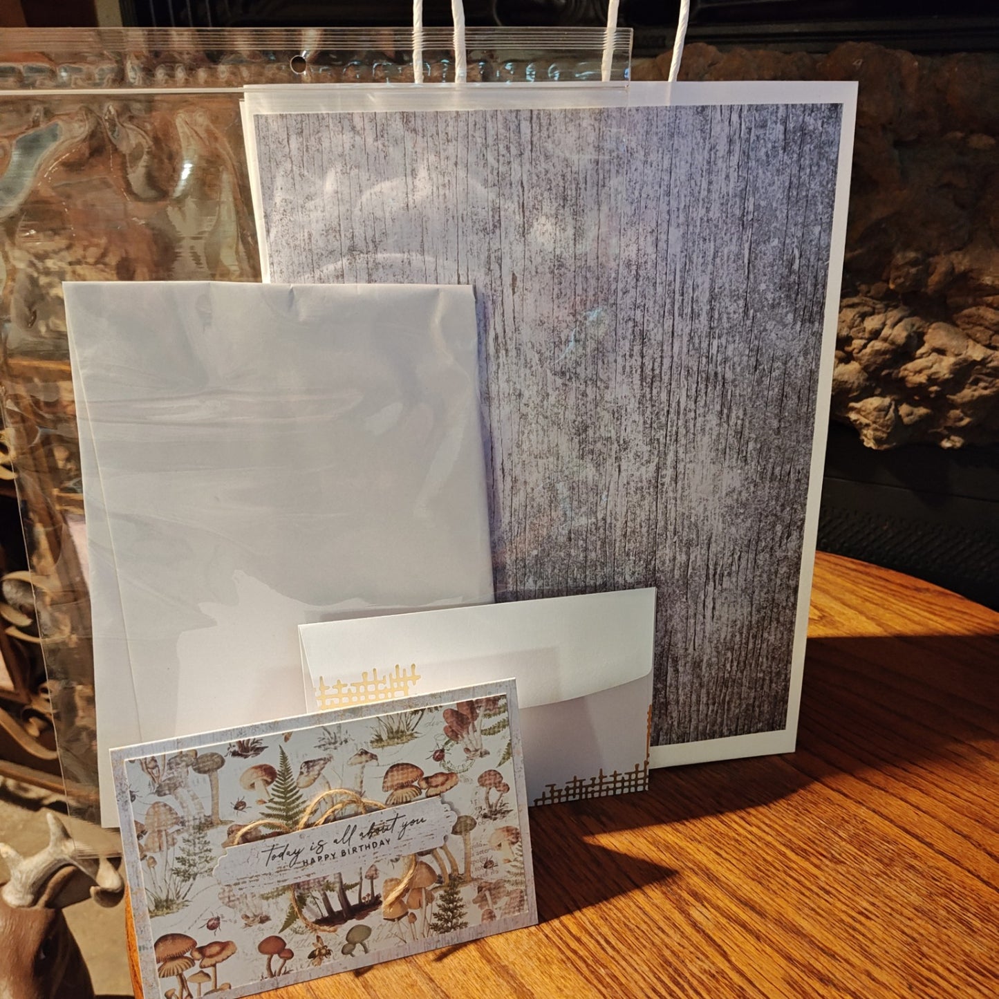 Handmade Gift Bag with Card - White birch - 13"x10"x4.5"
