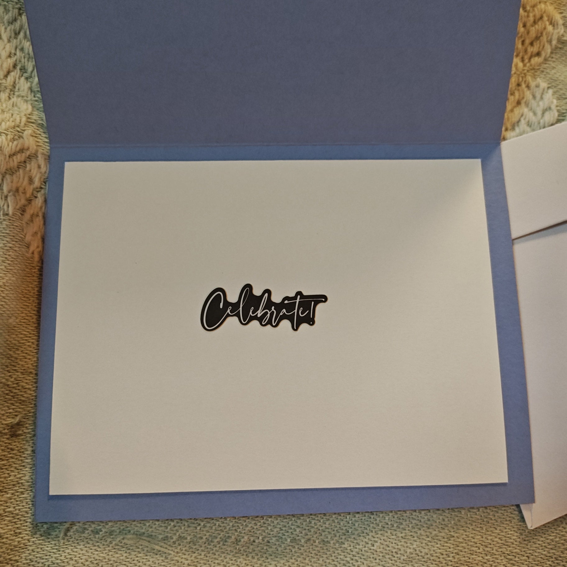 Handmade Greeting Card - Blue with floral accents - Standard