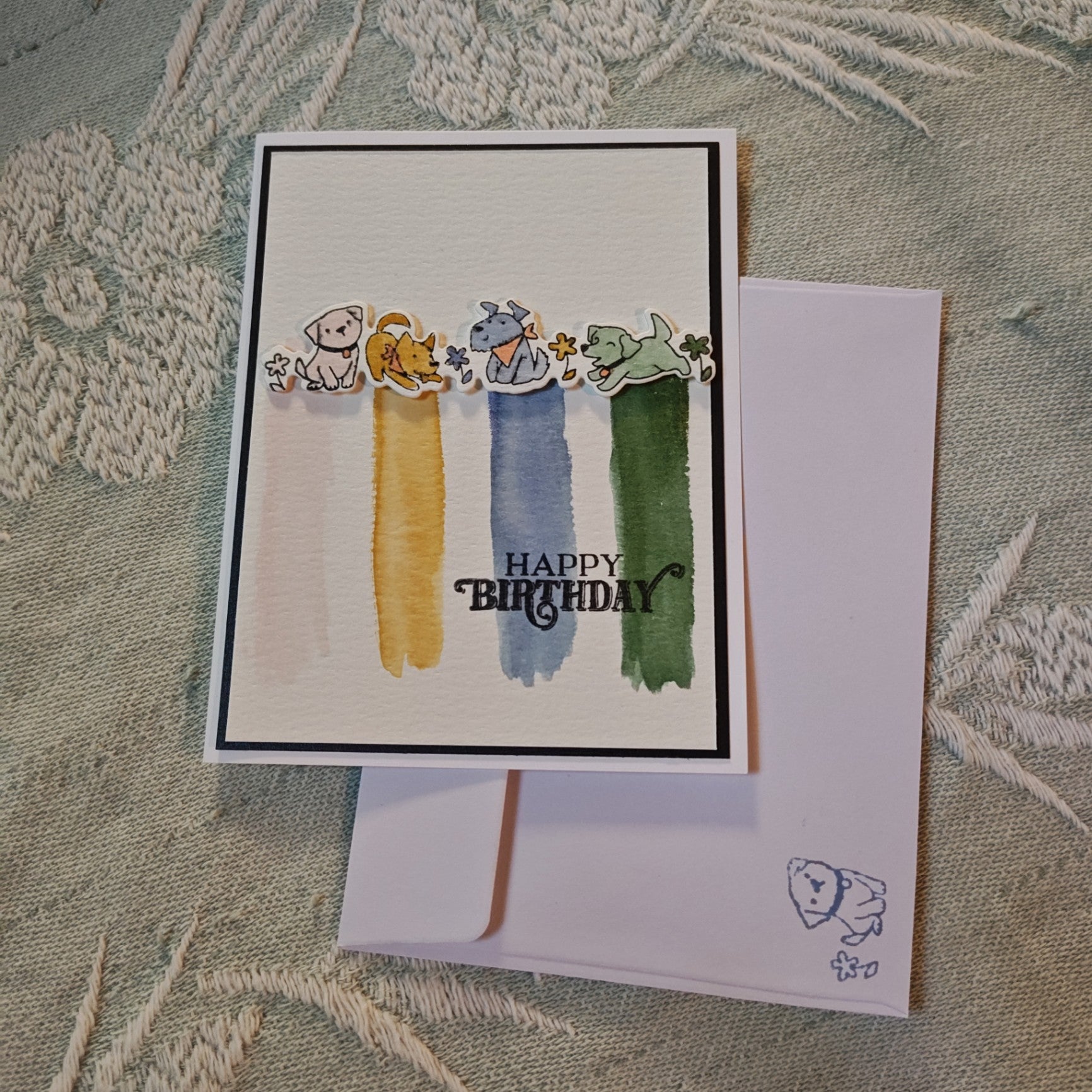 Hand painted Greeting Card - Multi B dogs - Standard (about 4x6 inches)