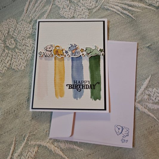 Hand painted Greeting Card - Multi B dogs - Standard (about 4x6 inches)