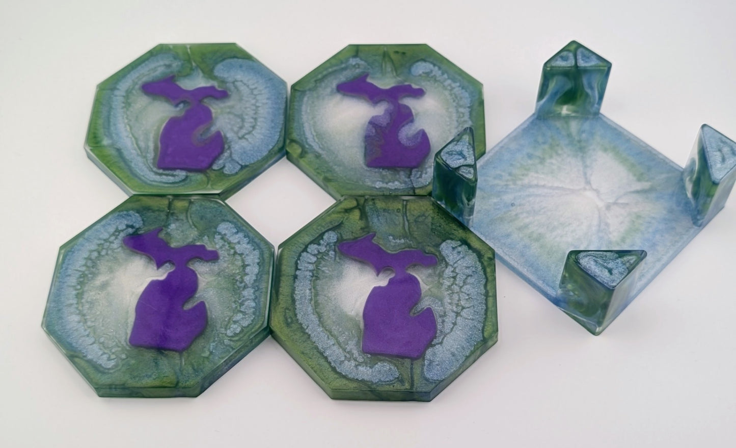 Resin Michigan coaster set