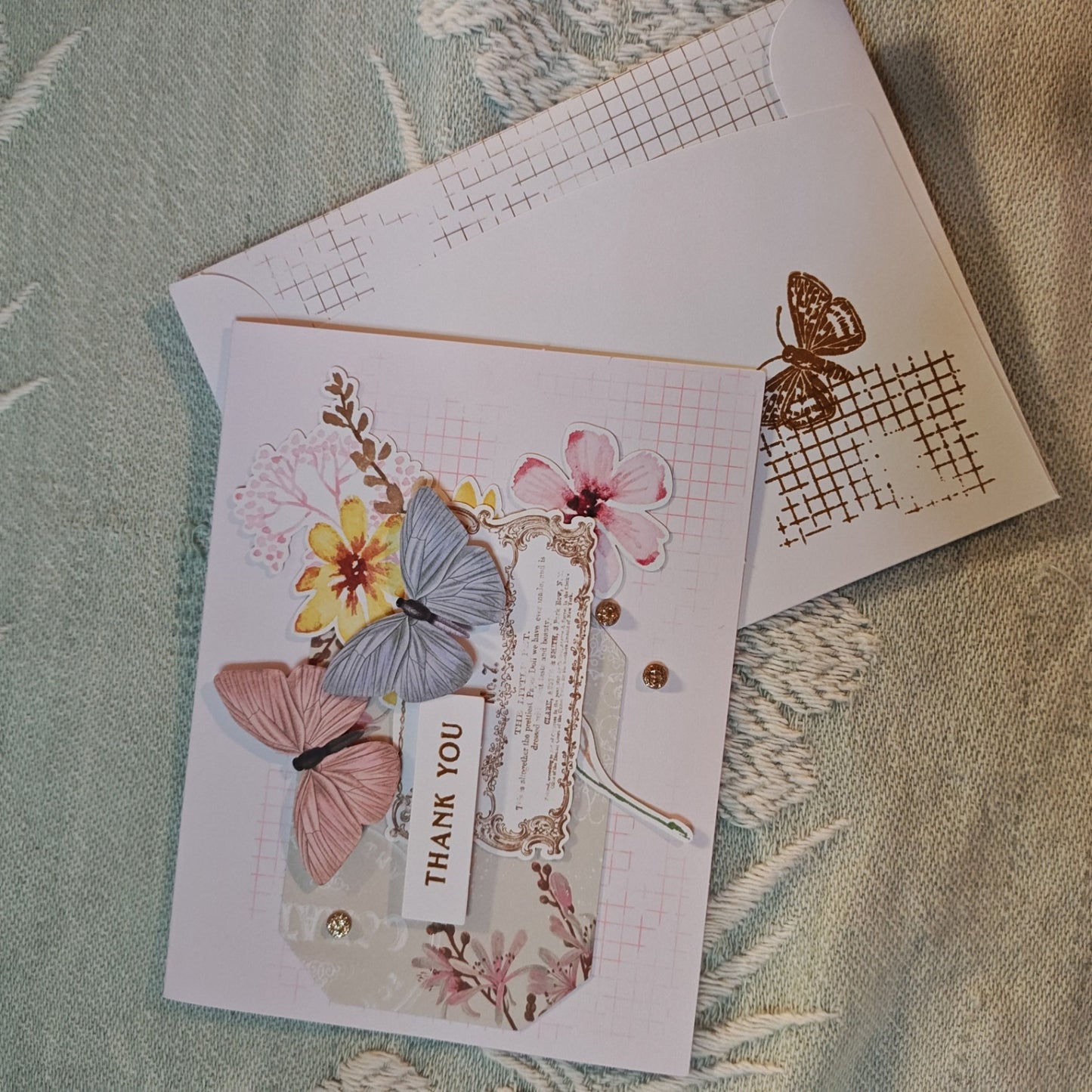Handmade Greeting Card - Pink, Yellow, Blue, Black, Gold - Standard