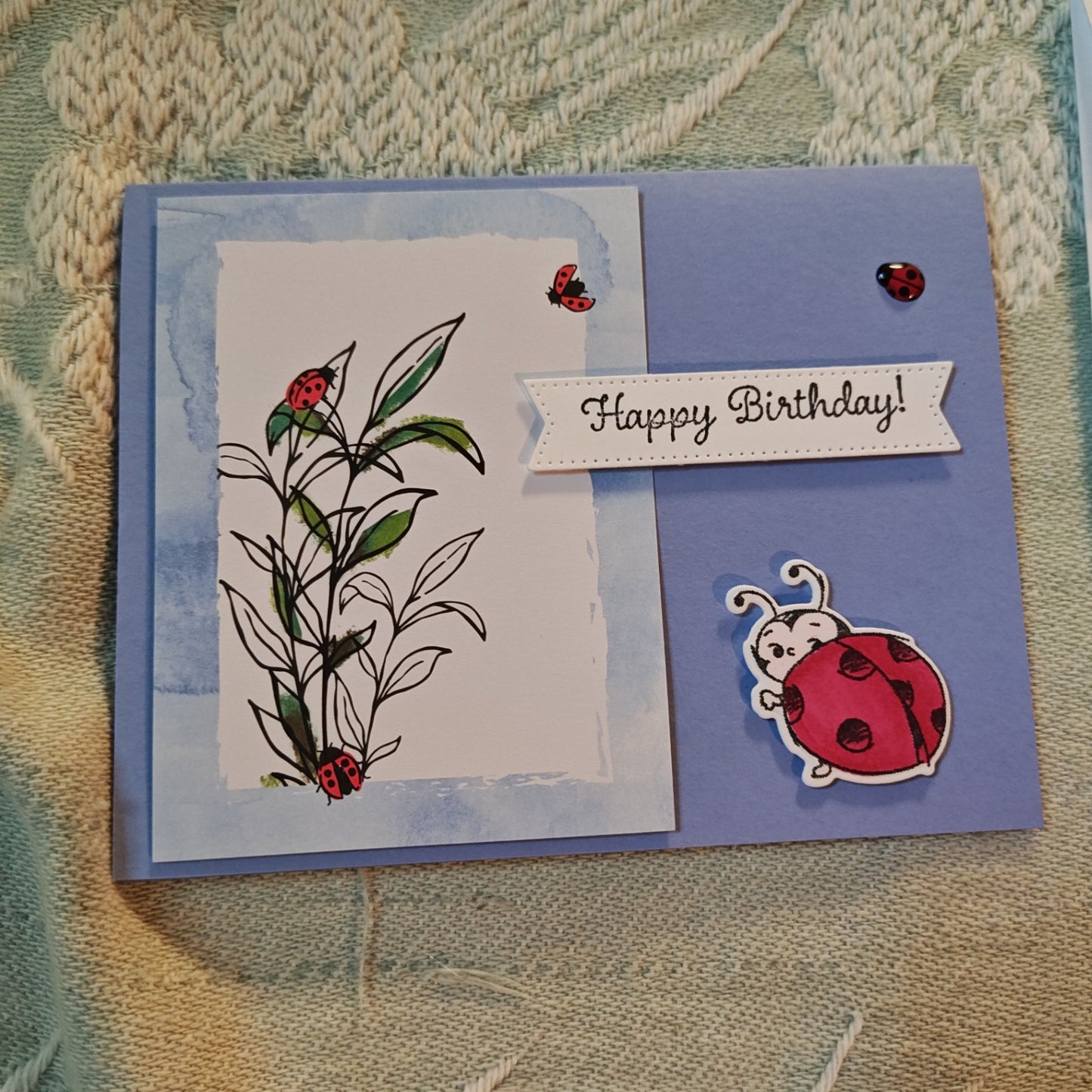 Handmade Greeting Card - Blue, Red, White, Green, Black - Unknown