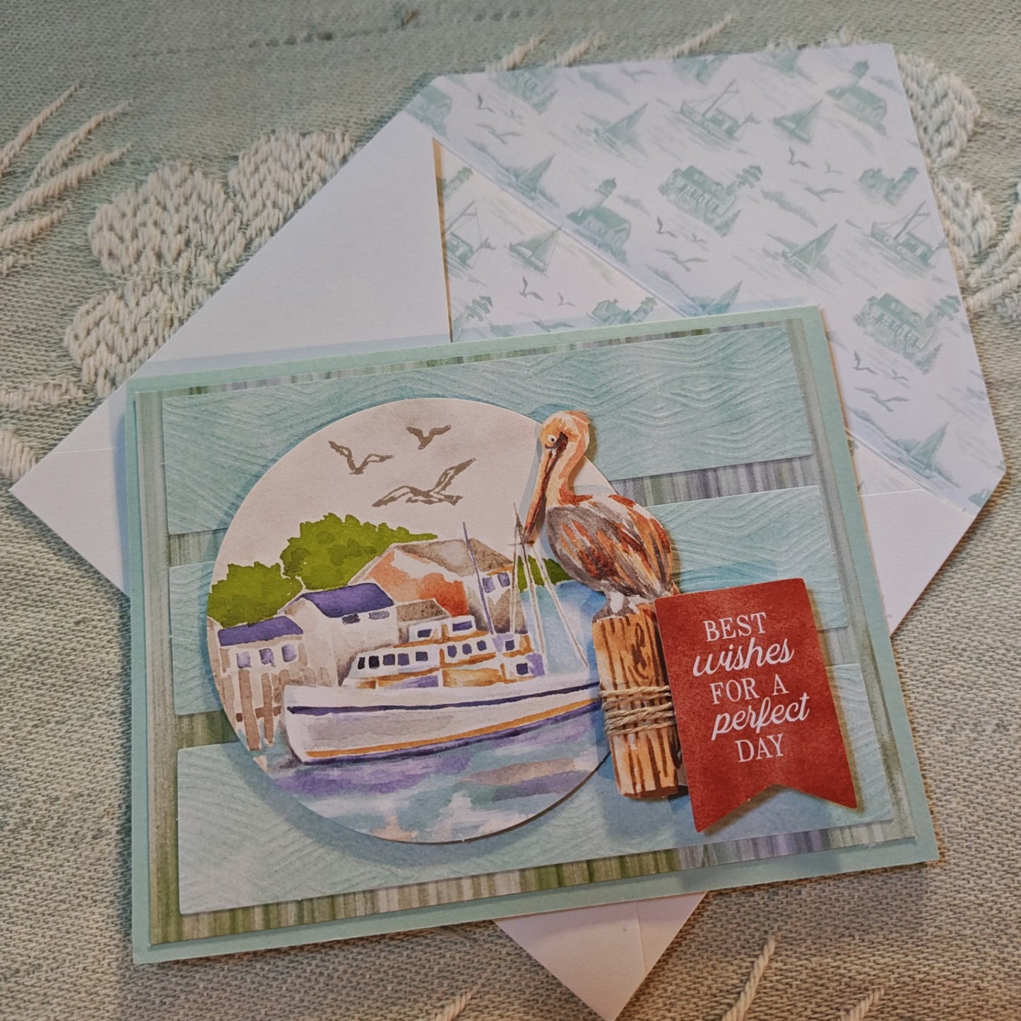 Handmade Greeting Card - Multicolored pelican - Standard