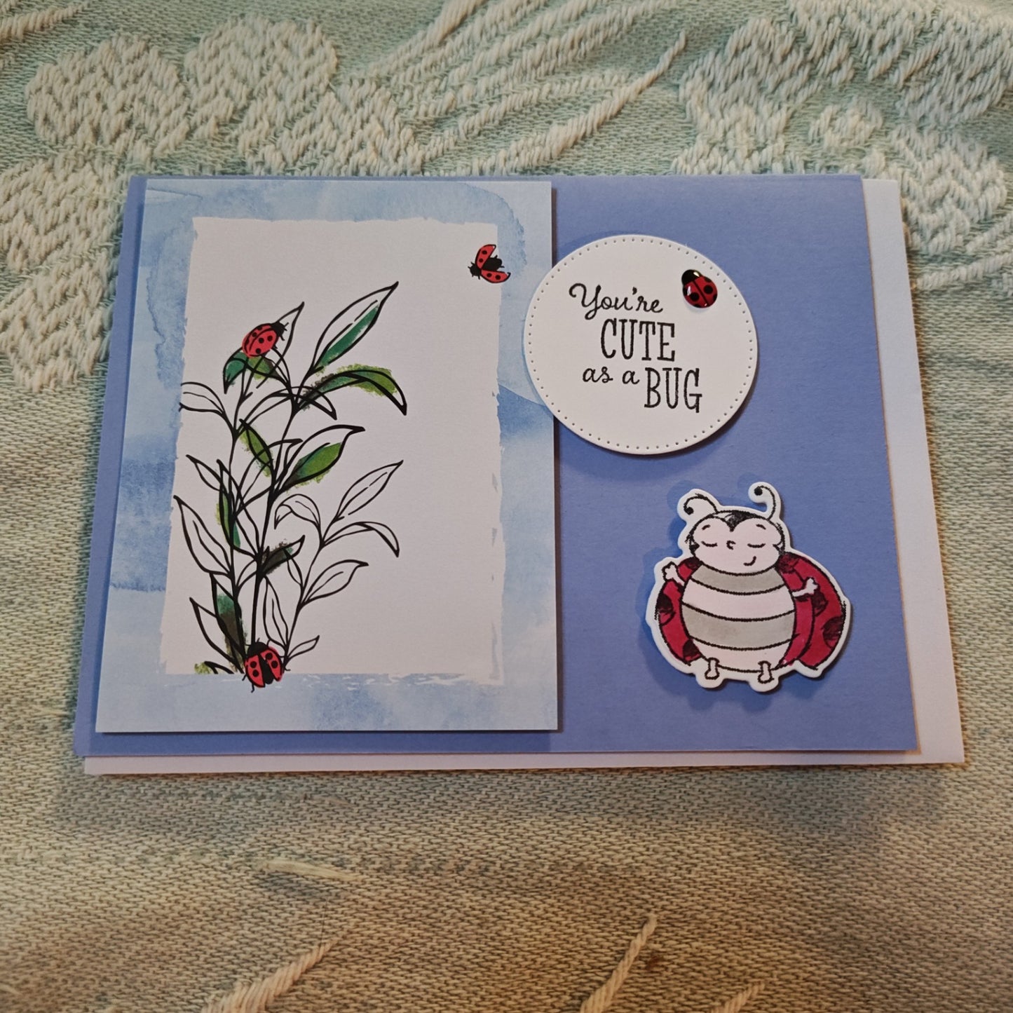 Handmade Greeting Card - Blue and White - Standard