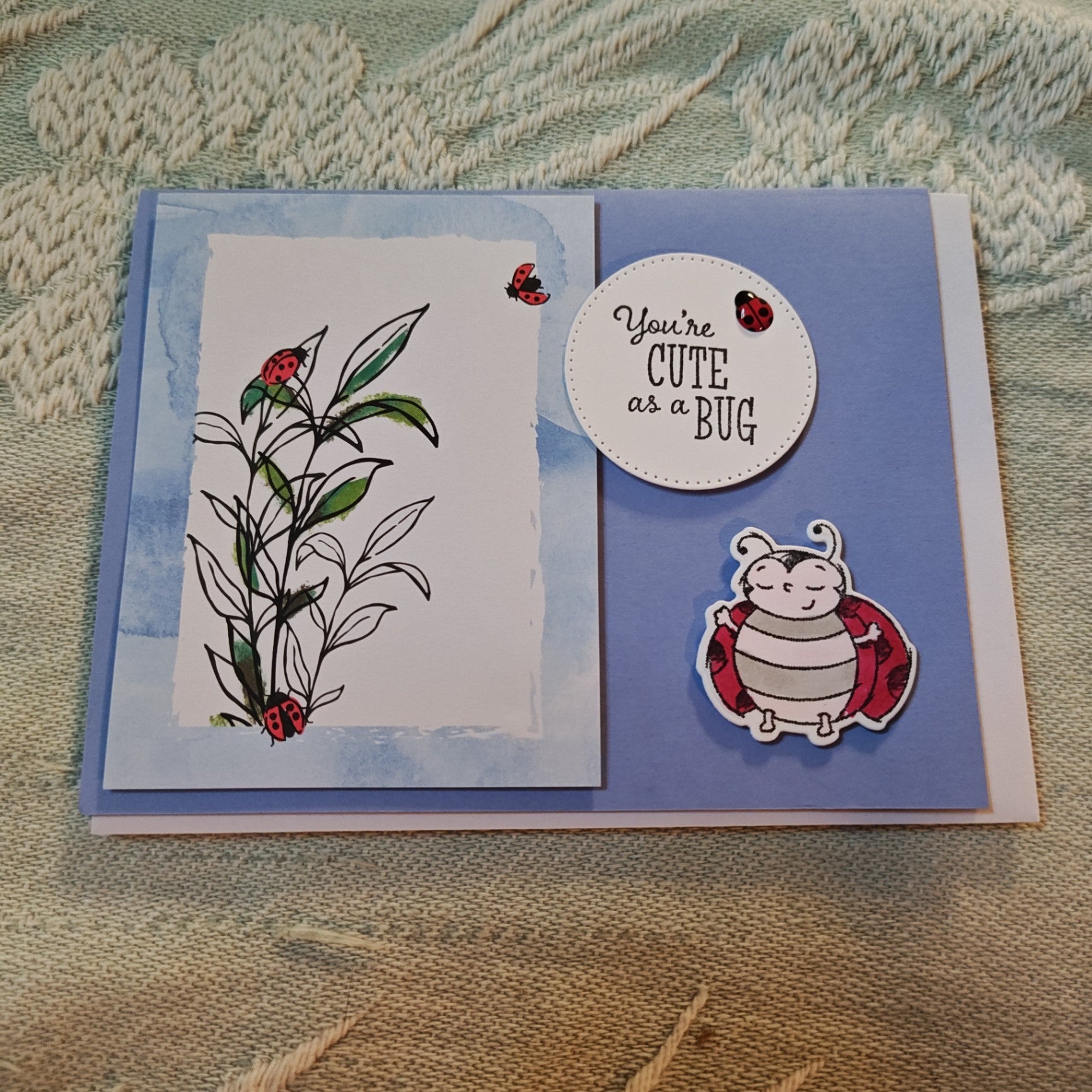 Handmade Greeting Card - Blue and White - Standard