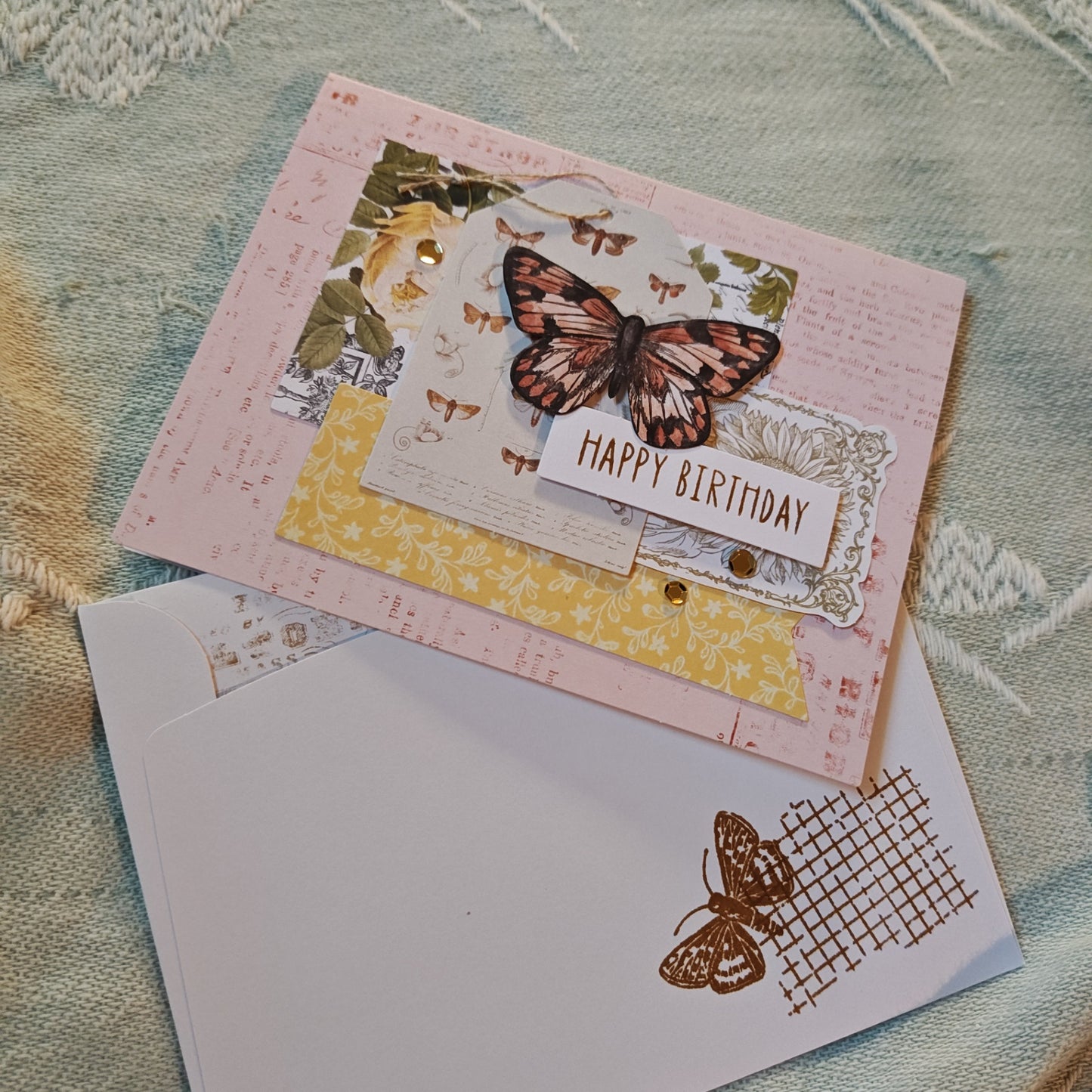 Handmade Greeting Card - Multi colored butterfly - Standard