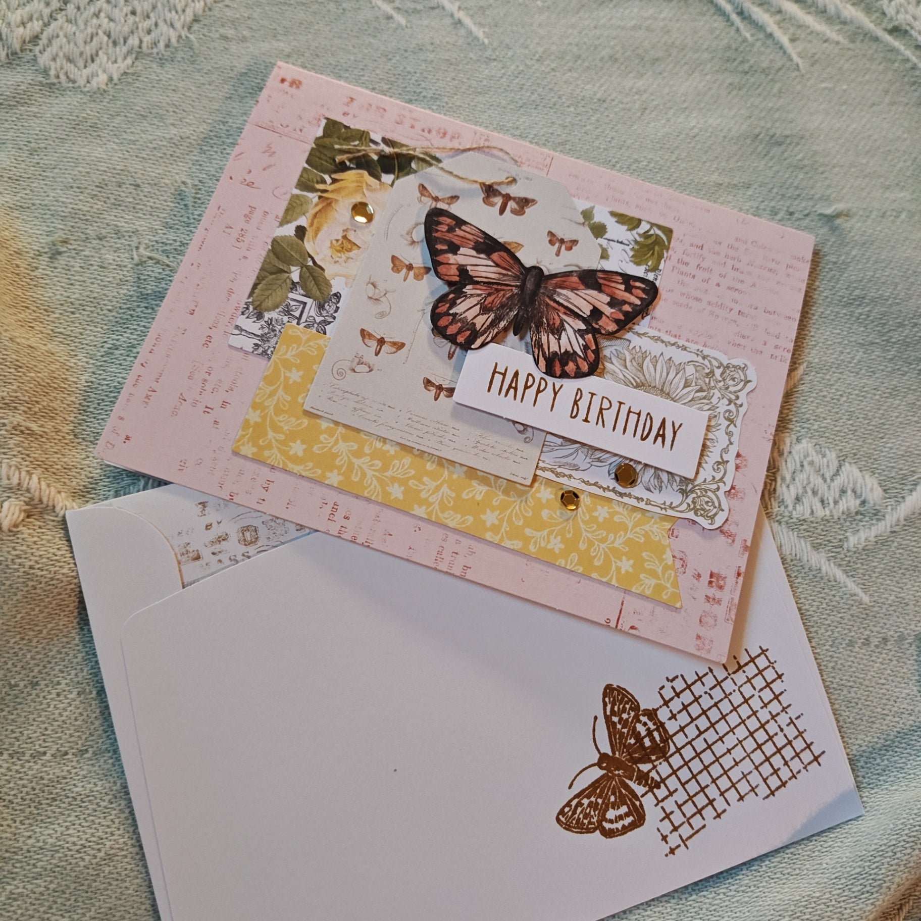 Handmade Greeting Card - Multi colored butterfly - Standard