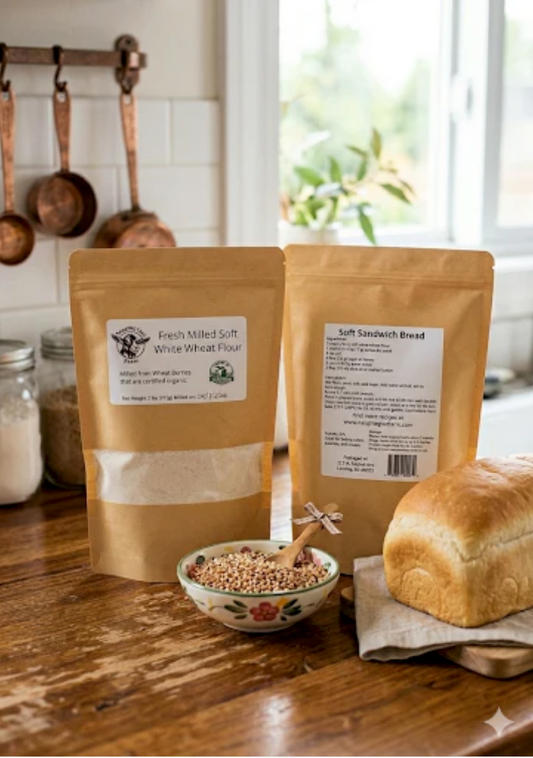 Naughty Goat Farm Fresh Milled Organic Soft White Wheat Flour – 2 lb