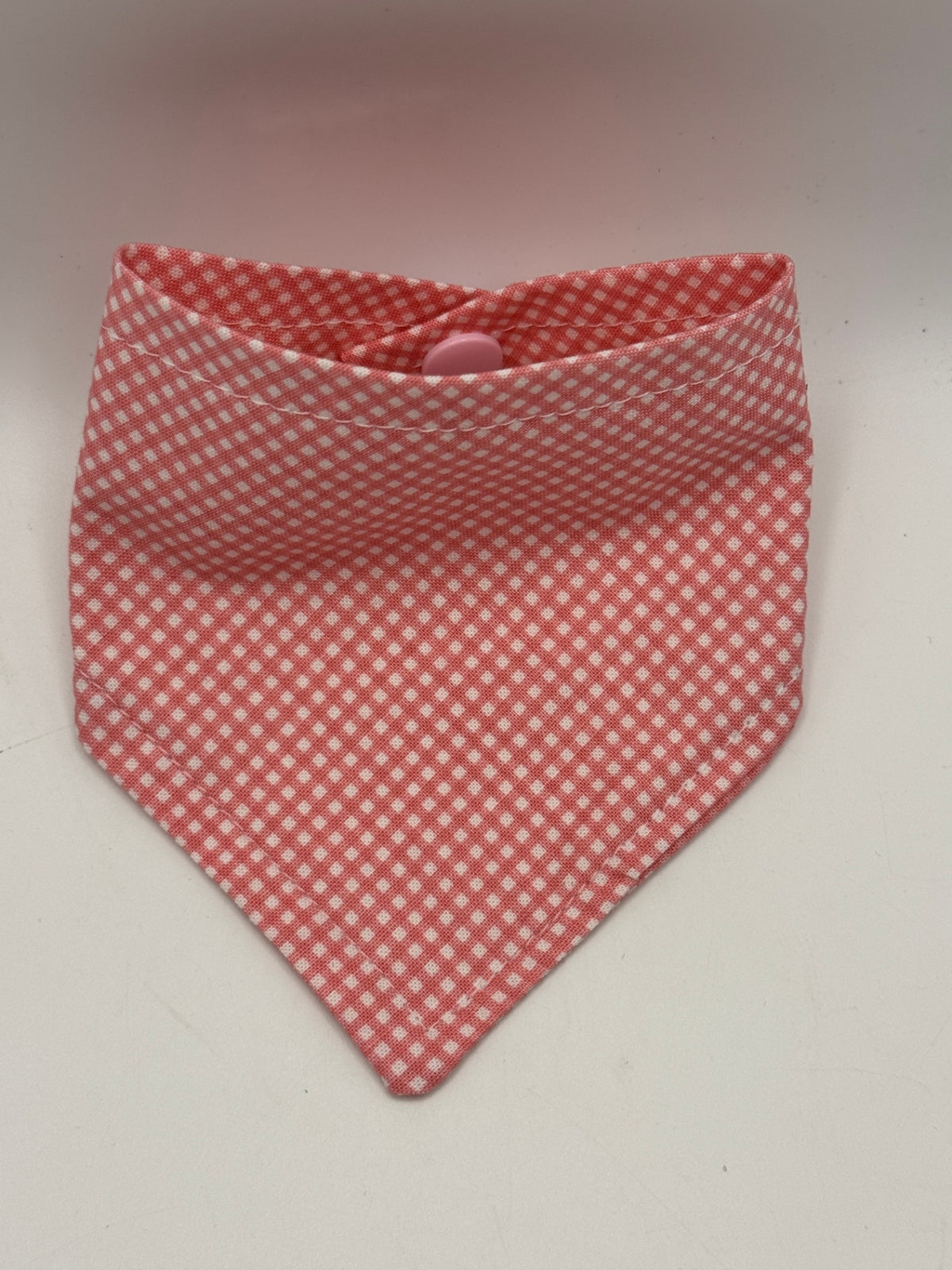 Pink Gingham Snap-On Pet Bandana  - XXS