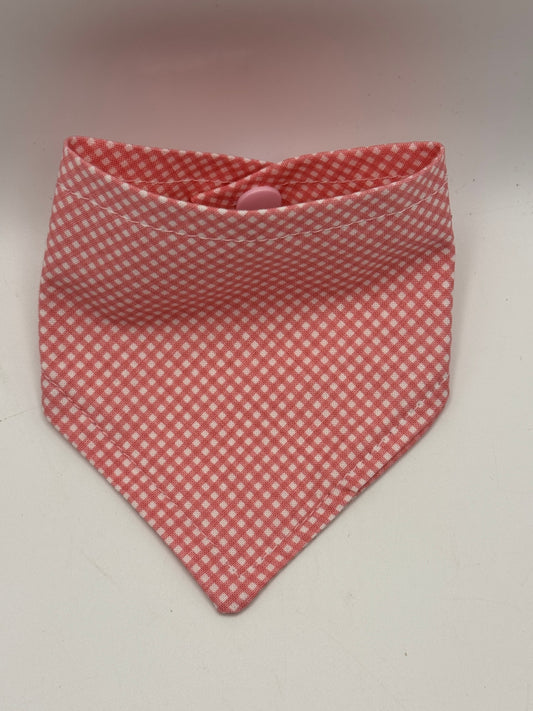 Pink Gingham Snap-On Pet Bandana  - XXS
