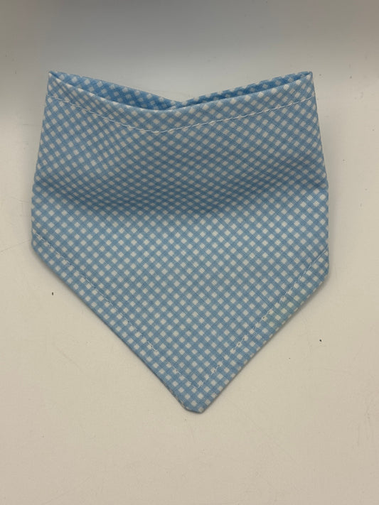 Blue Gingham Snap-On Pet Bandana  - XXS