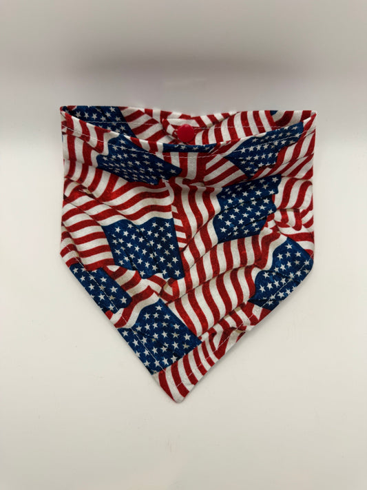 American Flag Dot Snap-On Pet Bandana  - Extra Large