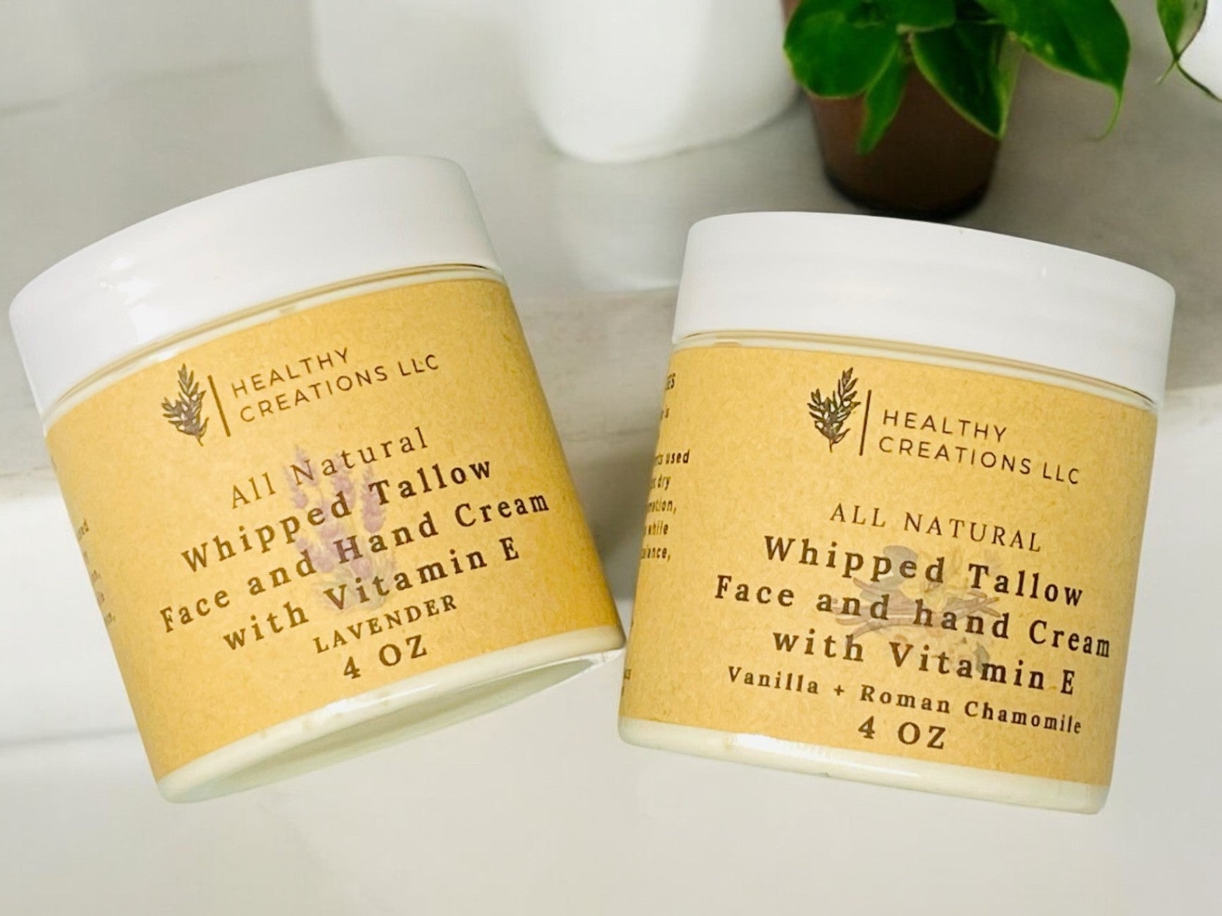*SALE* Whipped Tallow Face & Hand Cream with Vitamin E - VANILLA+ROMAN CHAMOMILE (4 oz)