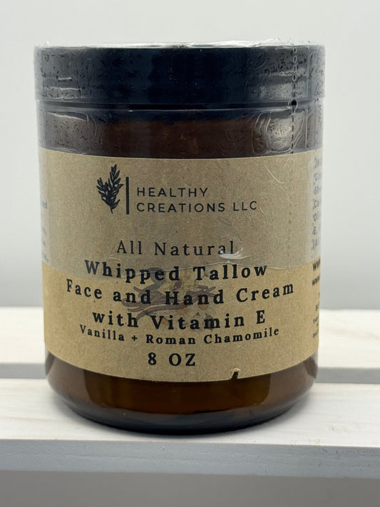Whipped Tallow Face & Hand Cream with Vitamin E - Vanilla + Chamomile (8 oz)