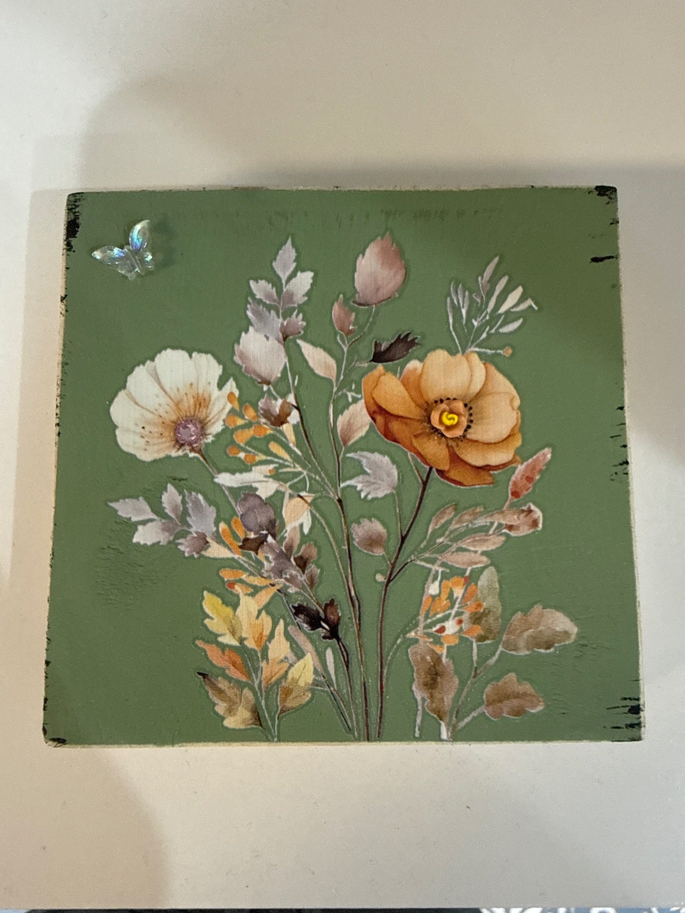 Steph Creates Accent Decor - Green, Cream, Orange, Brown - 3x3