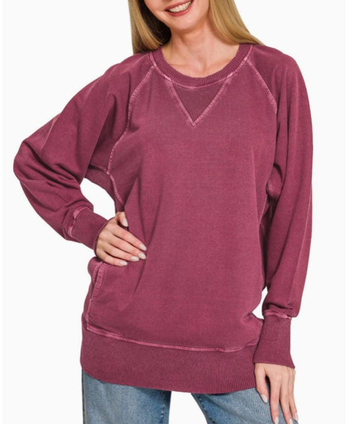 Zenana Sweatshirt - Eggplant - Medium