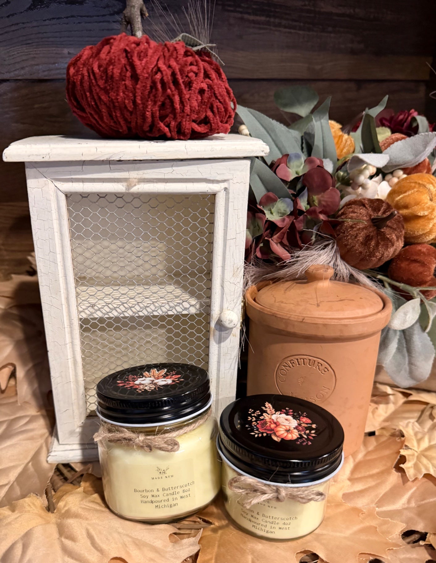Made New Soy wax candle 8oz Apple Maple Bourbon 