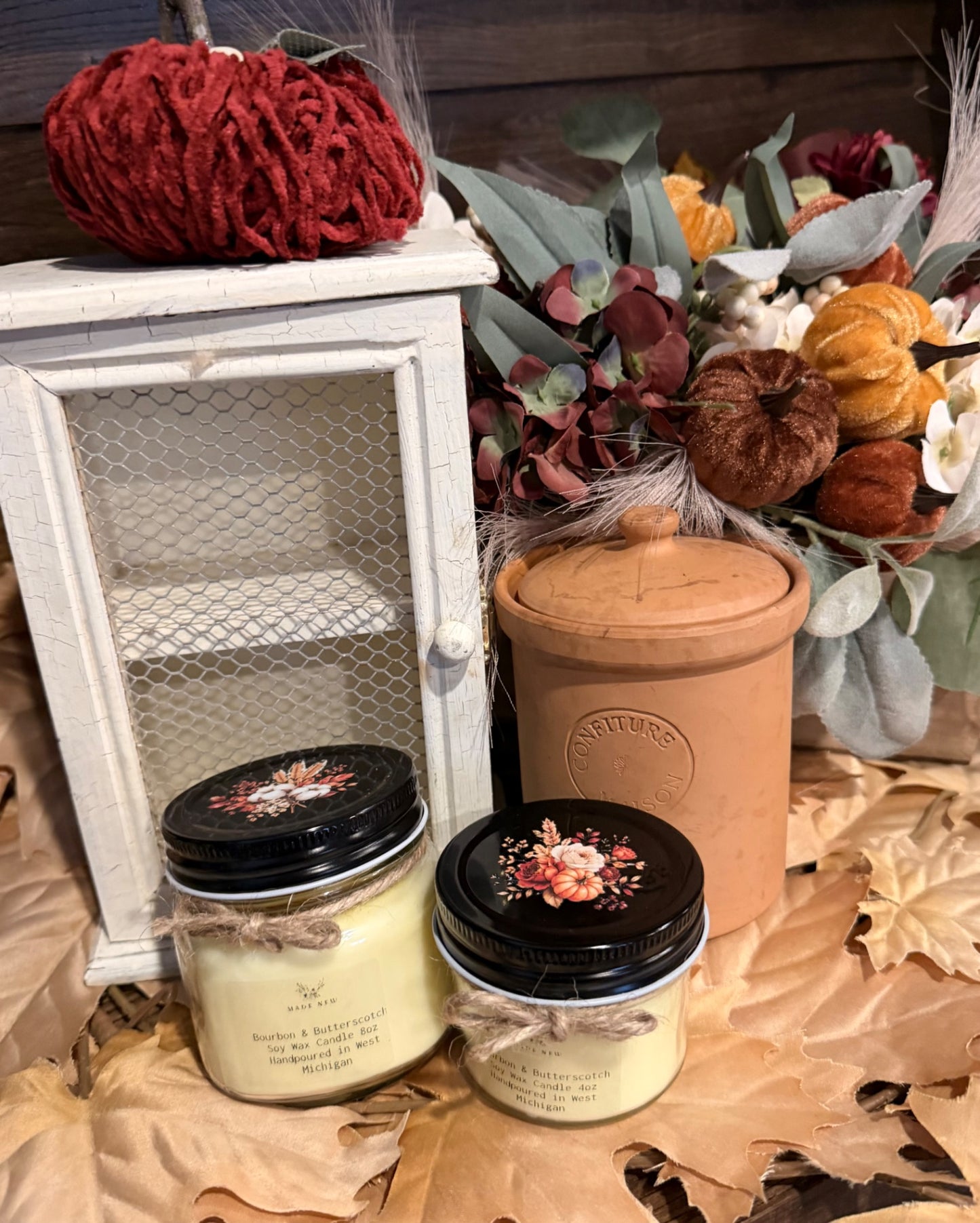 Made New Soy wax candle 4oz Apple Maple Bourbon 