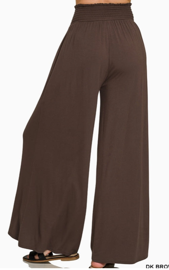 Zenana Wide leg palazzo pants  - Dark brown - Small