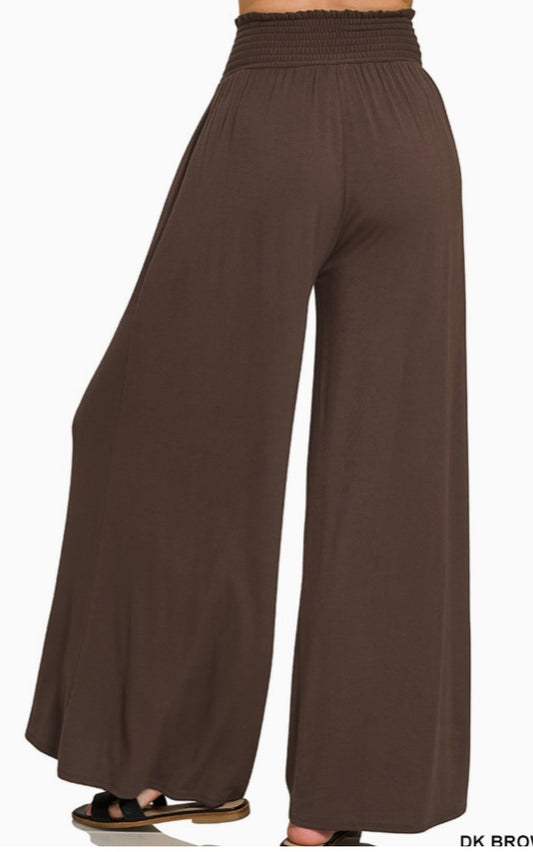 Zenana Wide leg palazzo pants  - Dark brown - Small
