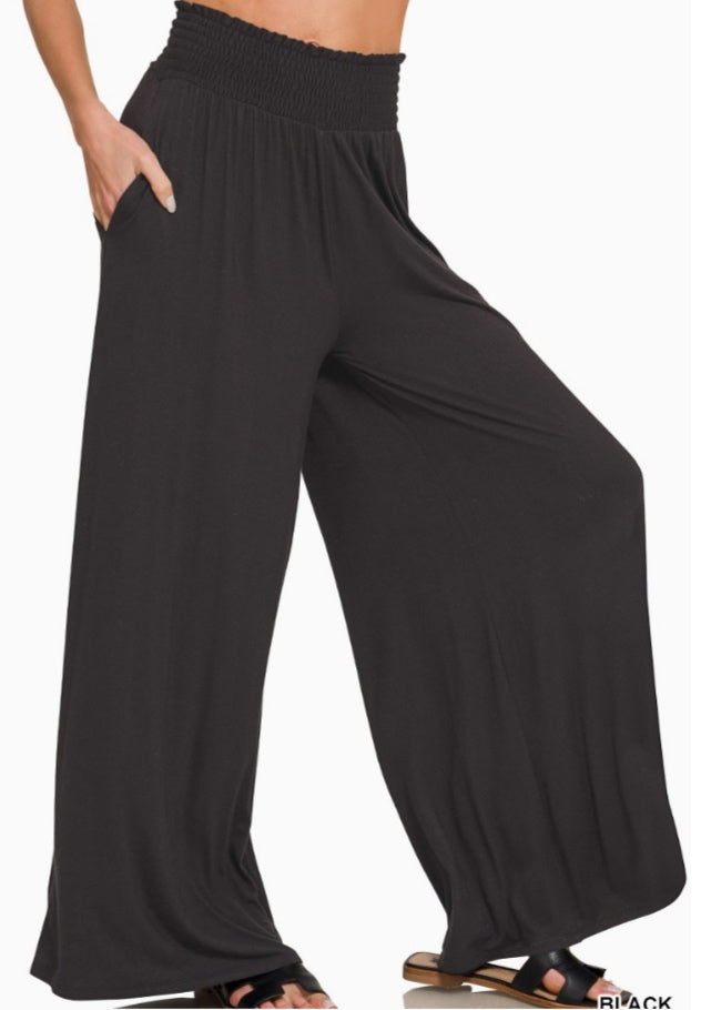 Zenana  wide leg palazzo Pants - Black - Medium