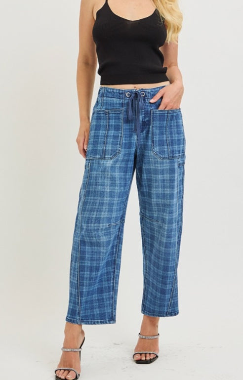 Plaid Risen Jeans - medium Blue - 5/27