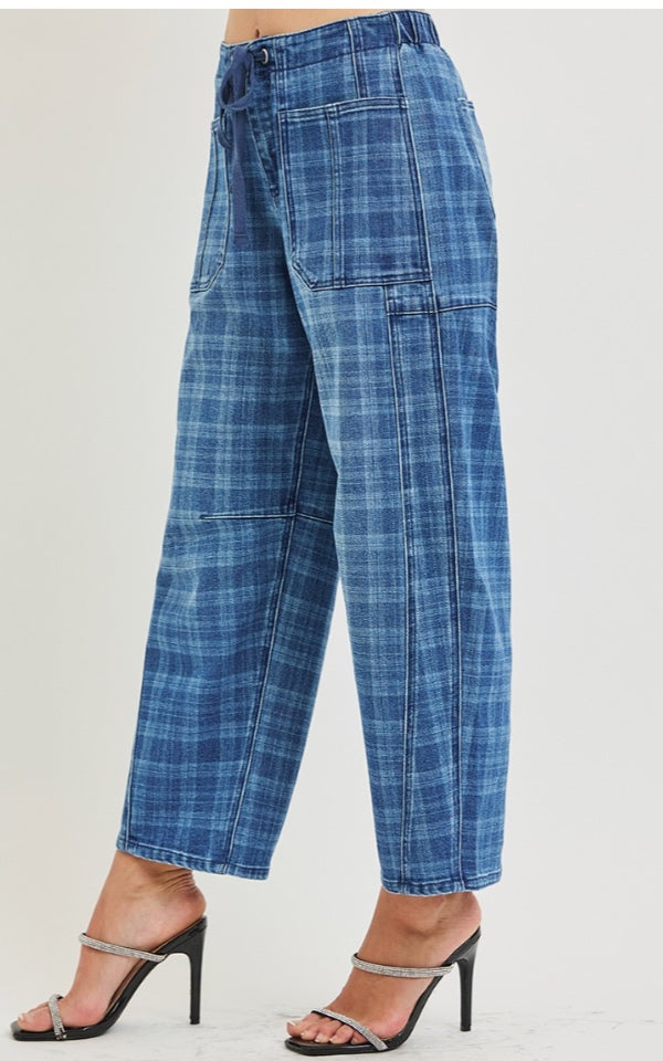 Plaid Risen Jeans -medium Blue - 9/29