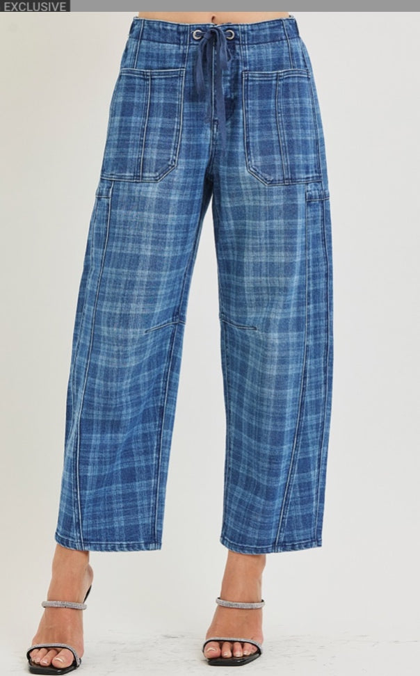 Plaid Risen Jeans - medium Blue - 5/27