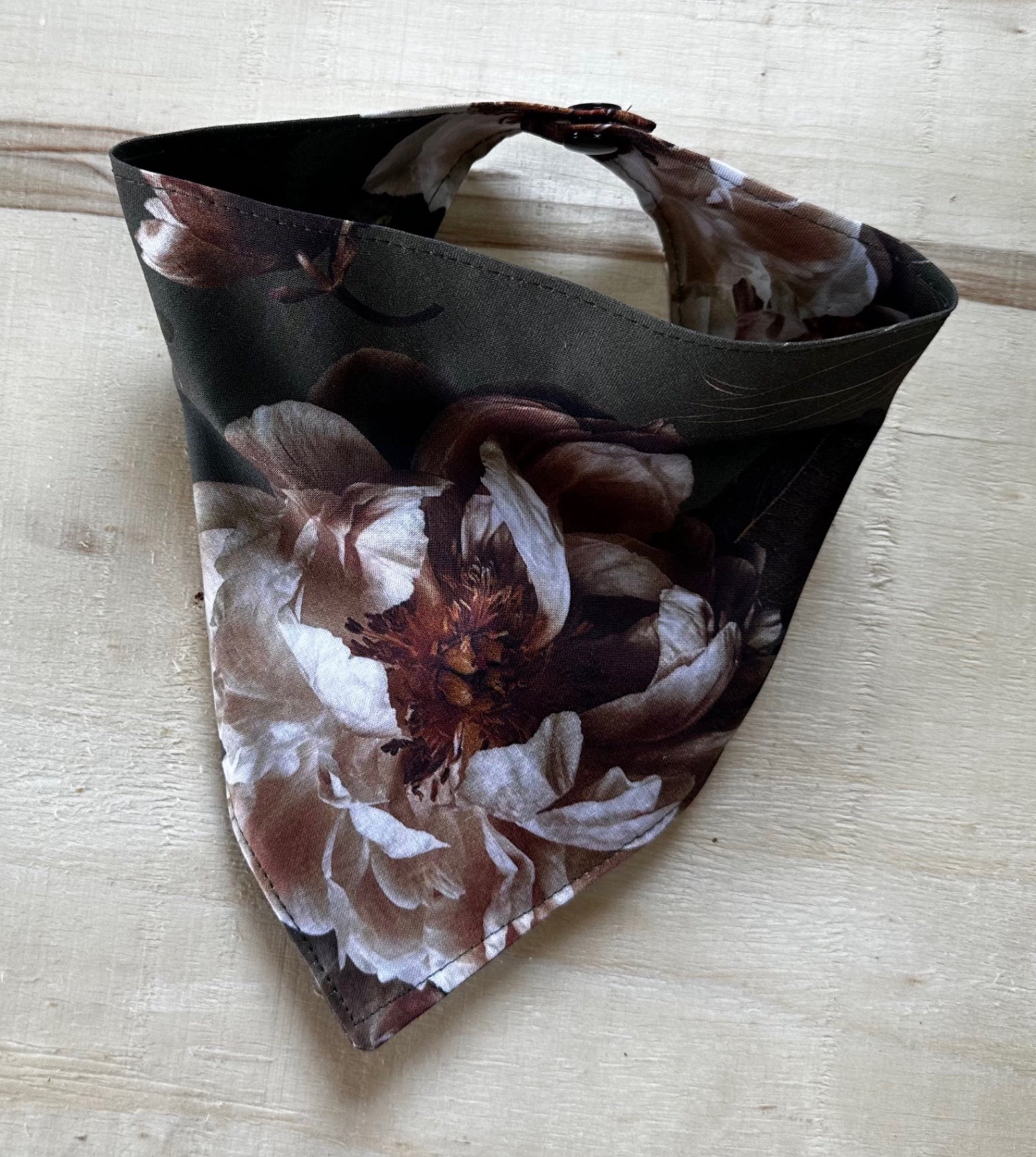 Dark Green floral - Dog Bandana - XL