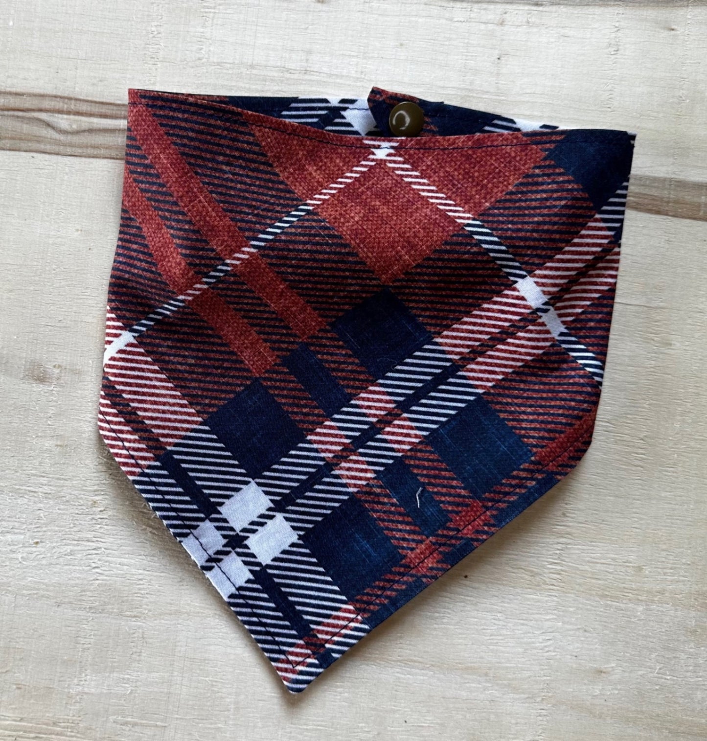 Orange Navy plaid - Dog Bandana - Medium