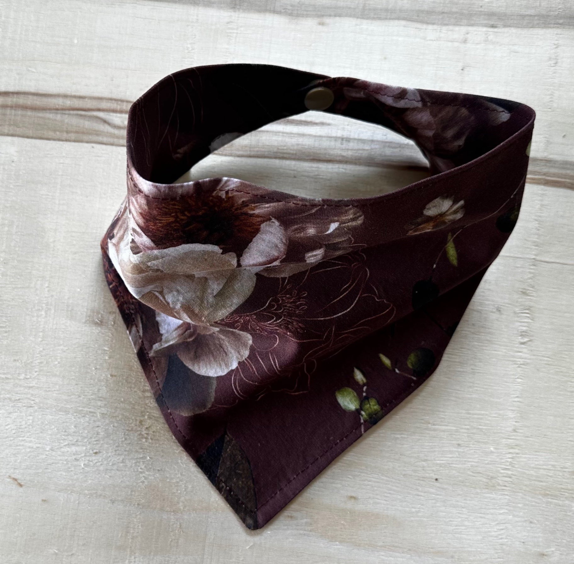 Burgundy floral - Dog Bandana - Large