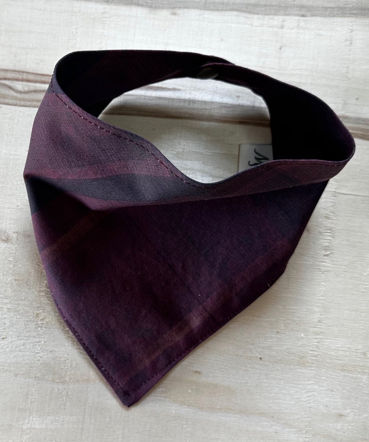 Burgundy plaid - Dog Bandana - Large