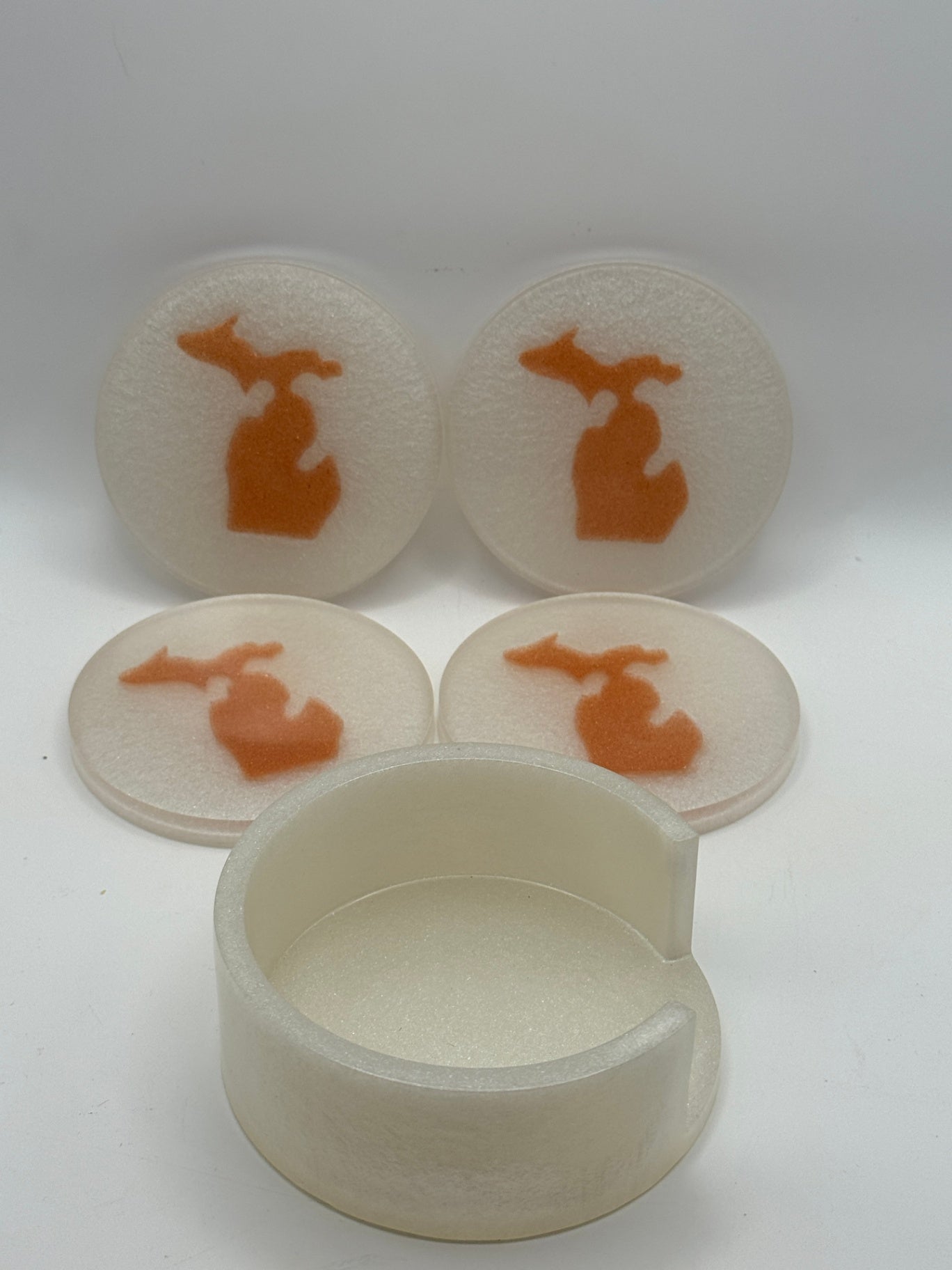 Resin Coaster set by Poured - Round - Michigan White