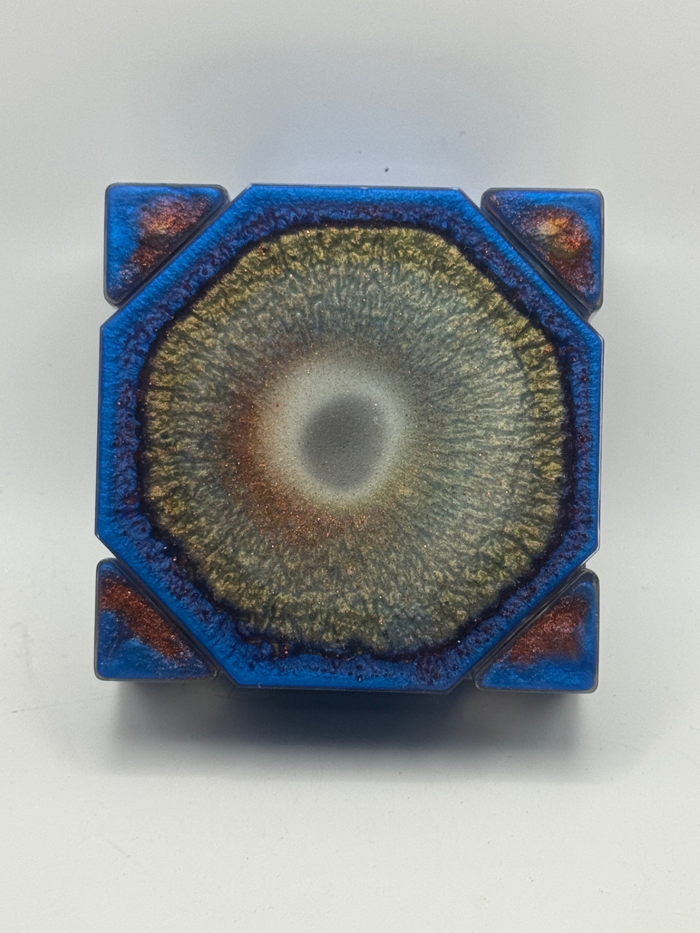 Resin Coaster set by Poured - Octagon - Blue / Tan