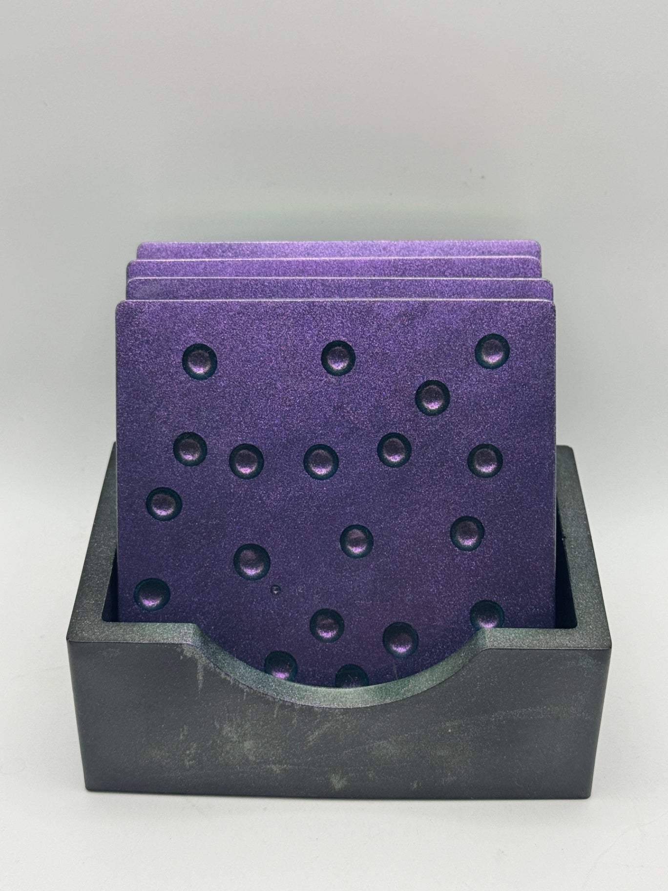 Resin Coaster set by Poured - Square - Purple Bubbles