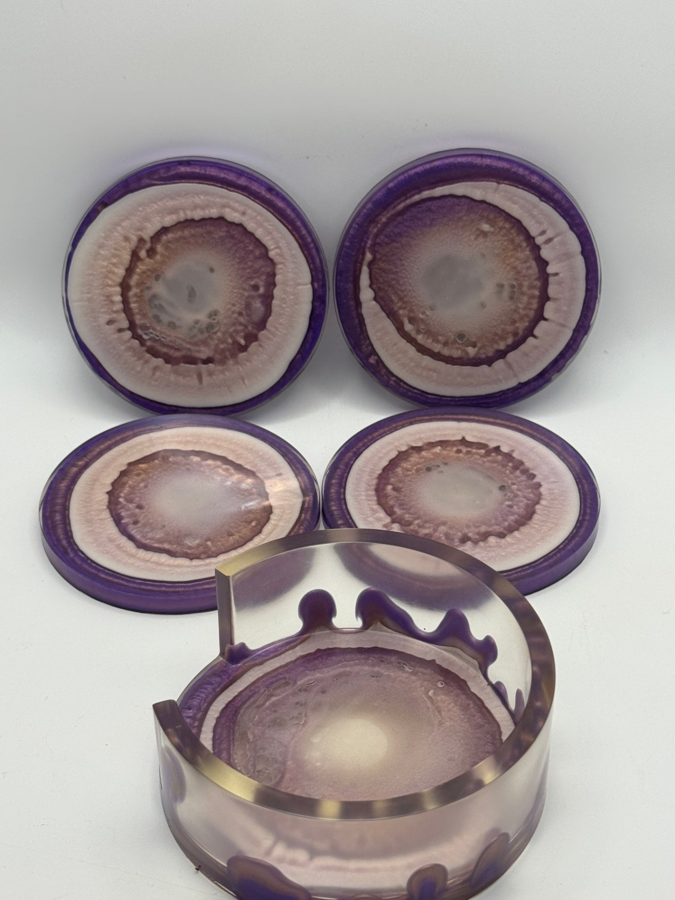 Resin Coaster set by Poured - Round - Purple