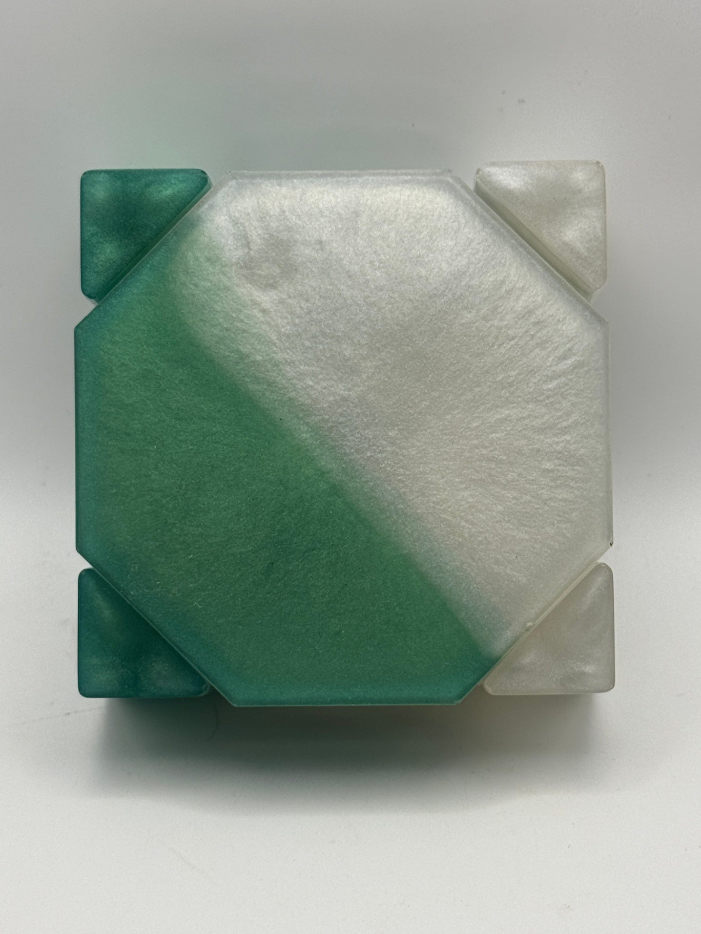Resin Coaster set by Poured - Octagon - Green & White
