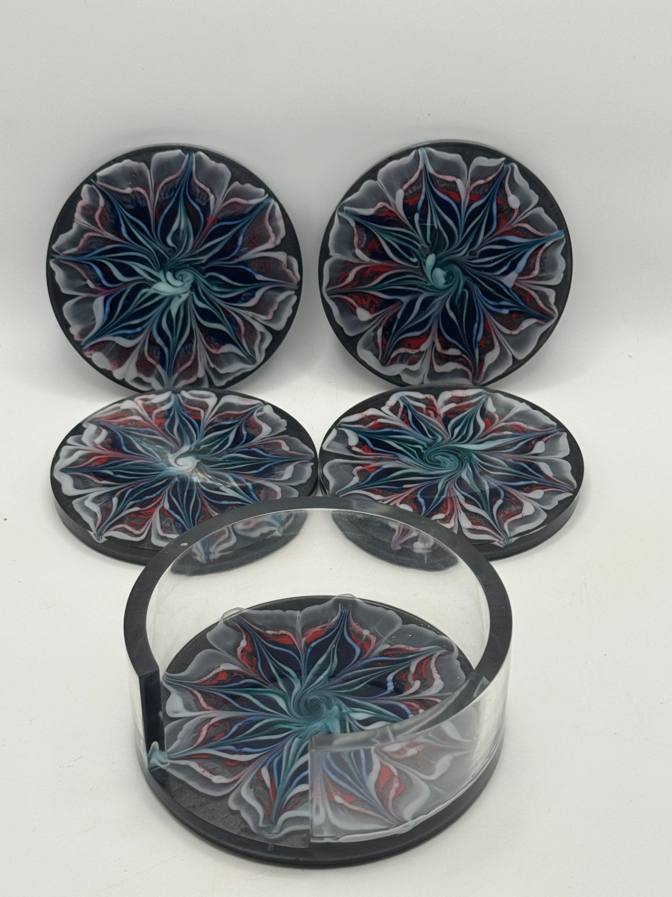 Resin Coaster set by Poured - Round - Multicolor Abstract