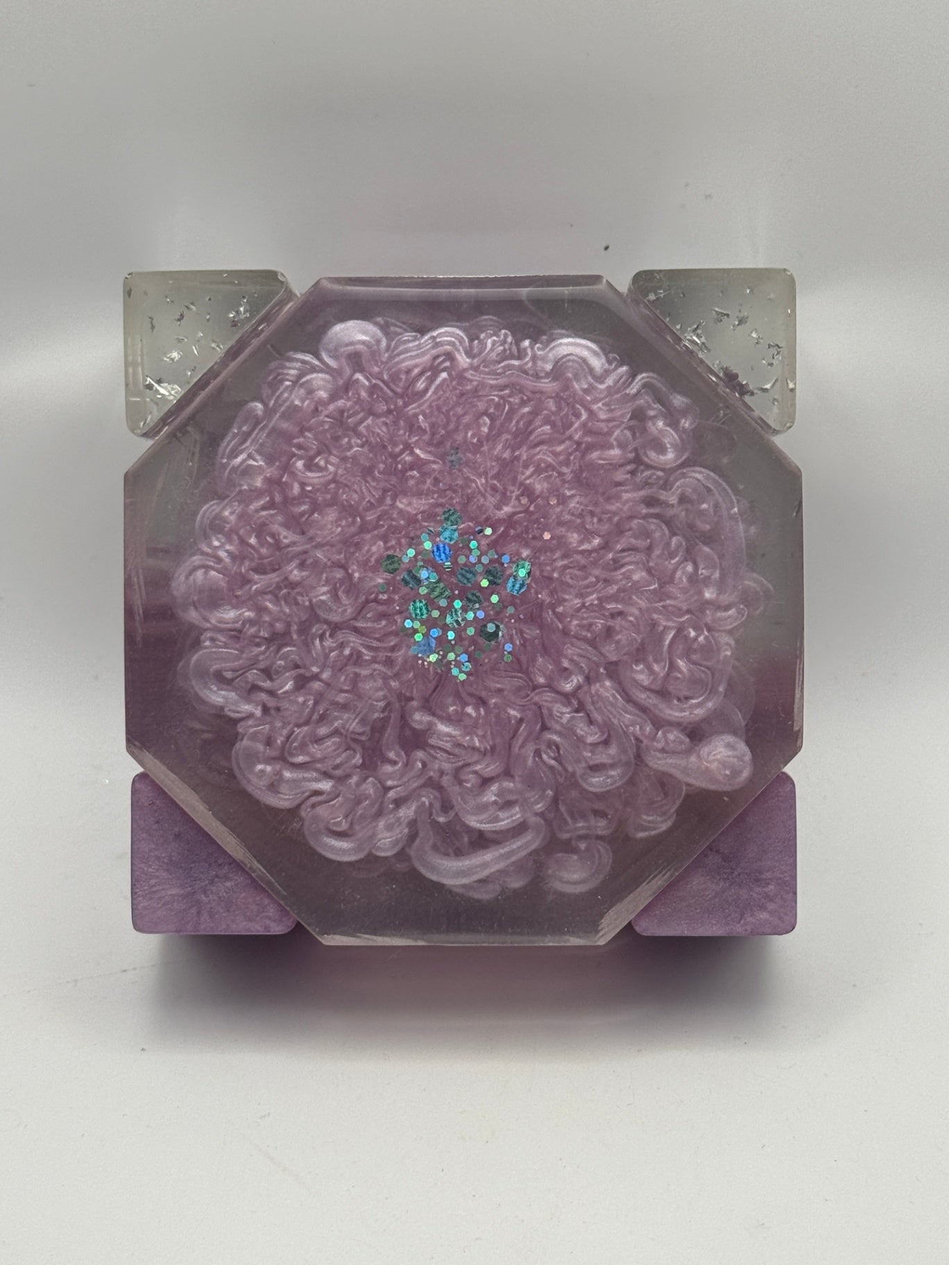 Resin Coaster set by Poured - Octagon - Pink / Purple with Glitter