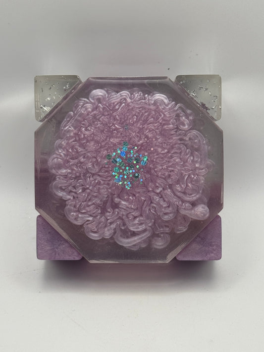 Resin Coaster set by Poured - Octagon - Pink / Purple with Glitter