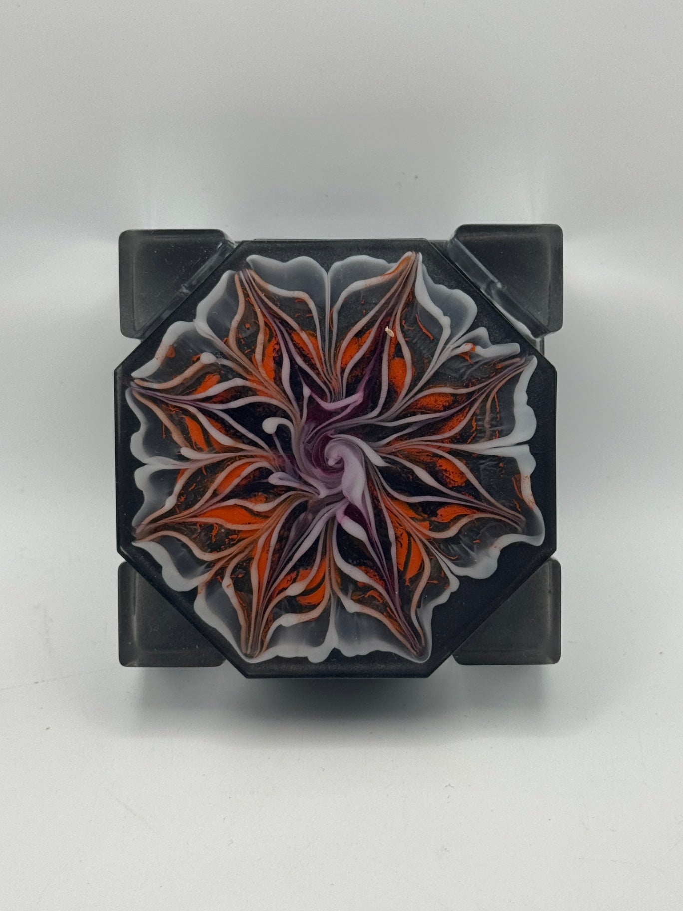Resin Coaster set by Poured - Octagon - Abstract black/orange