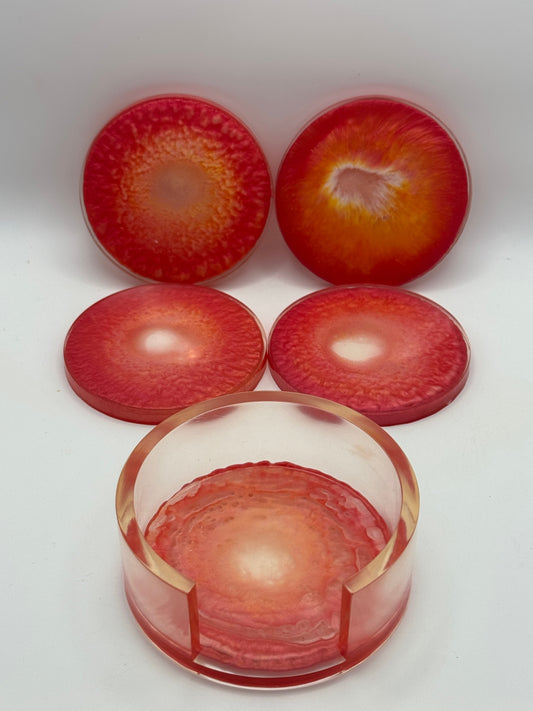 Resin Coaster set by Poured - Round - Pink