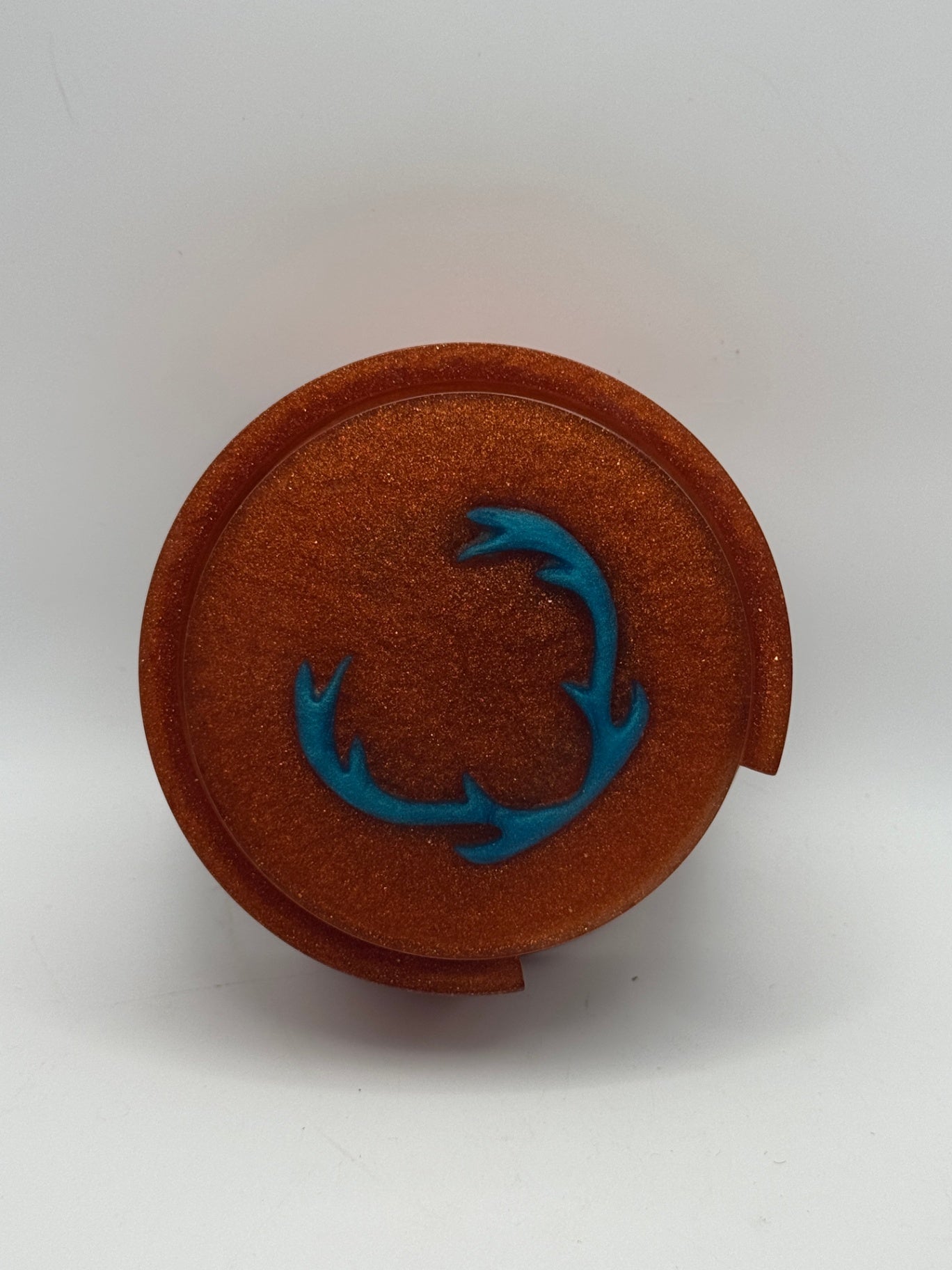 Resin Coaster set by Poured - Round - Glitter Orange Antlers