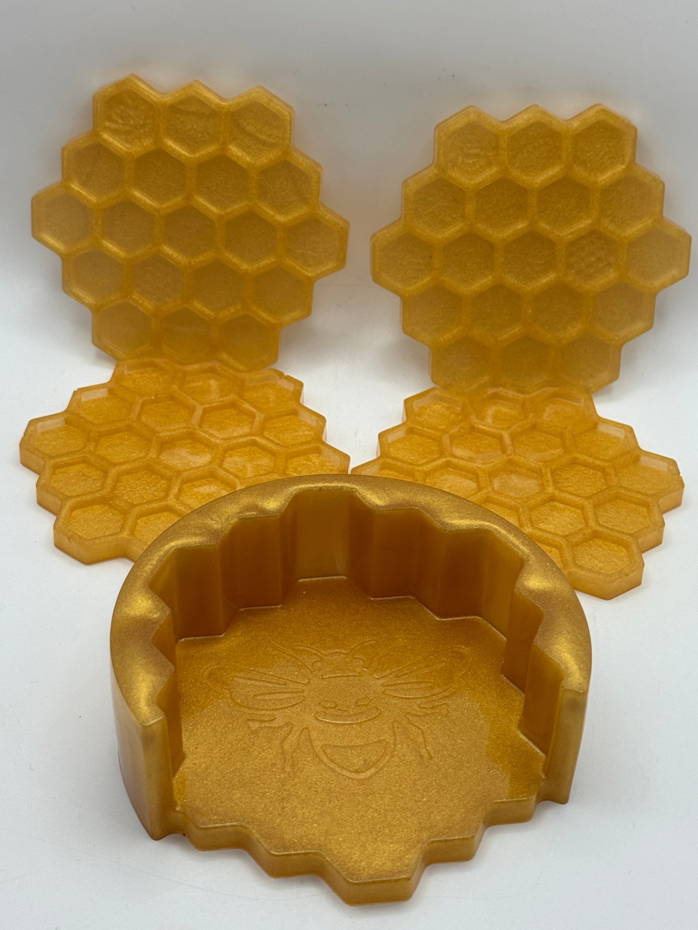 Resin Coaster set by Poured - Bee Hive Yellow