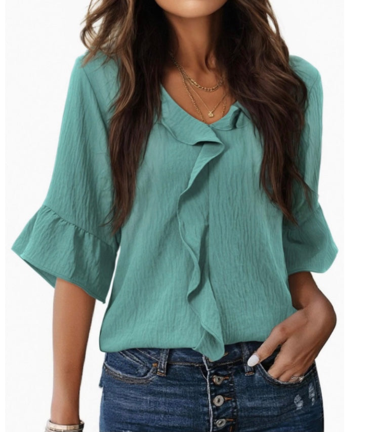 Beautiful teal Blouse - Teal - Large