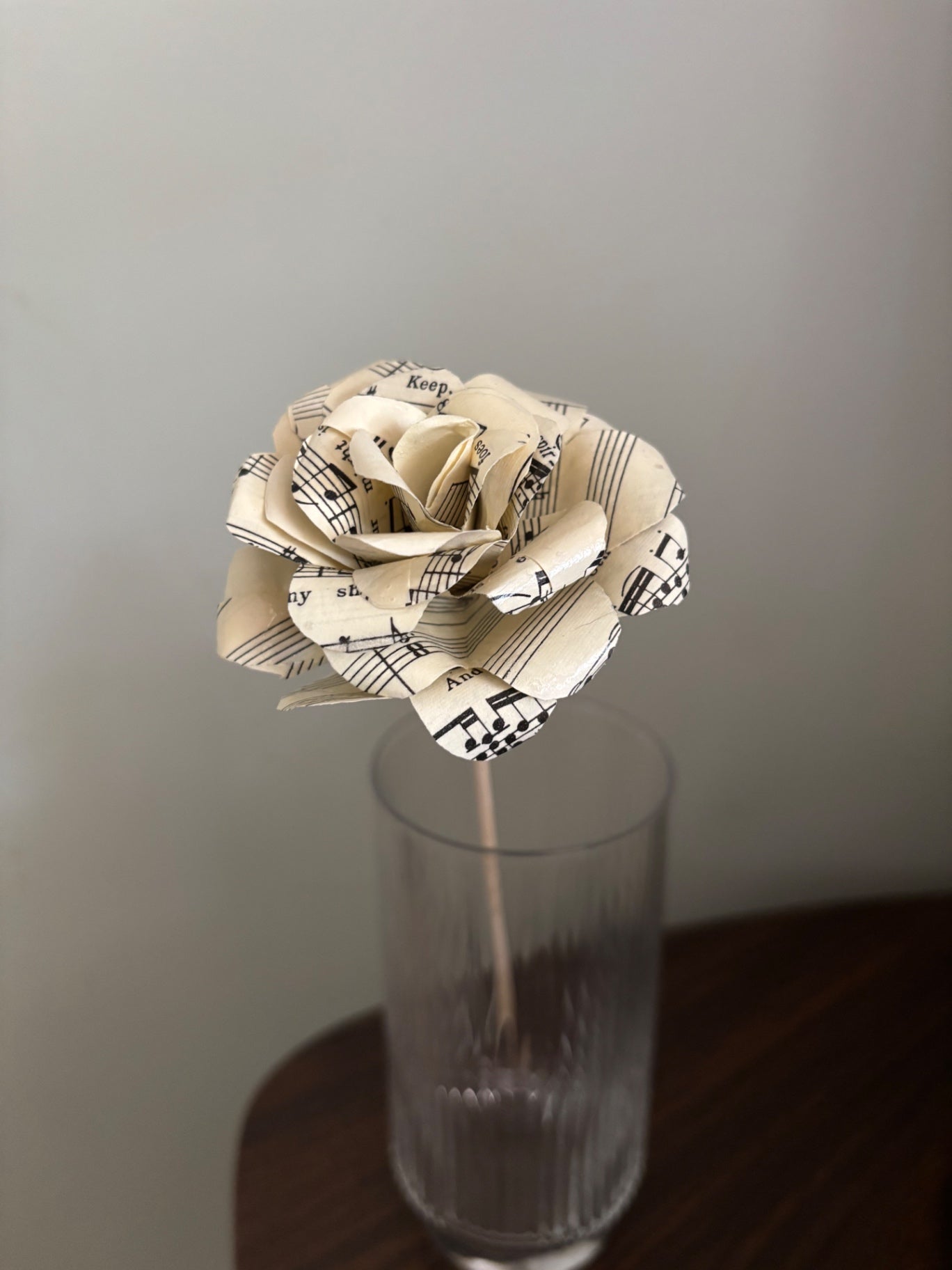 Twisted Petals Accent Decor - Beige with Black sheet music print - N/A