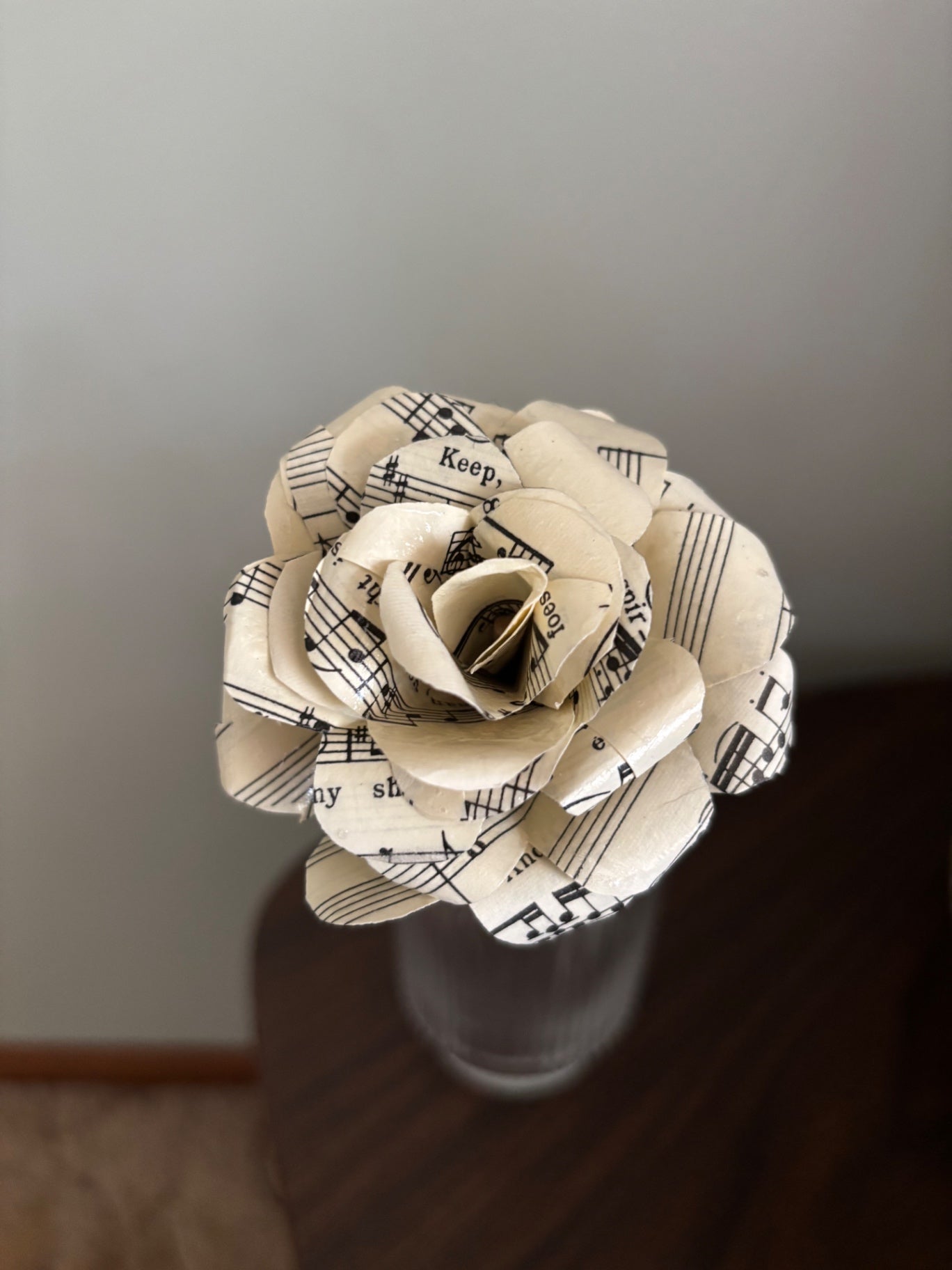 Twisted Petals Accent Decor - Beige with Black sheet music print - N/A