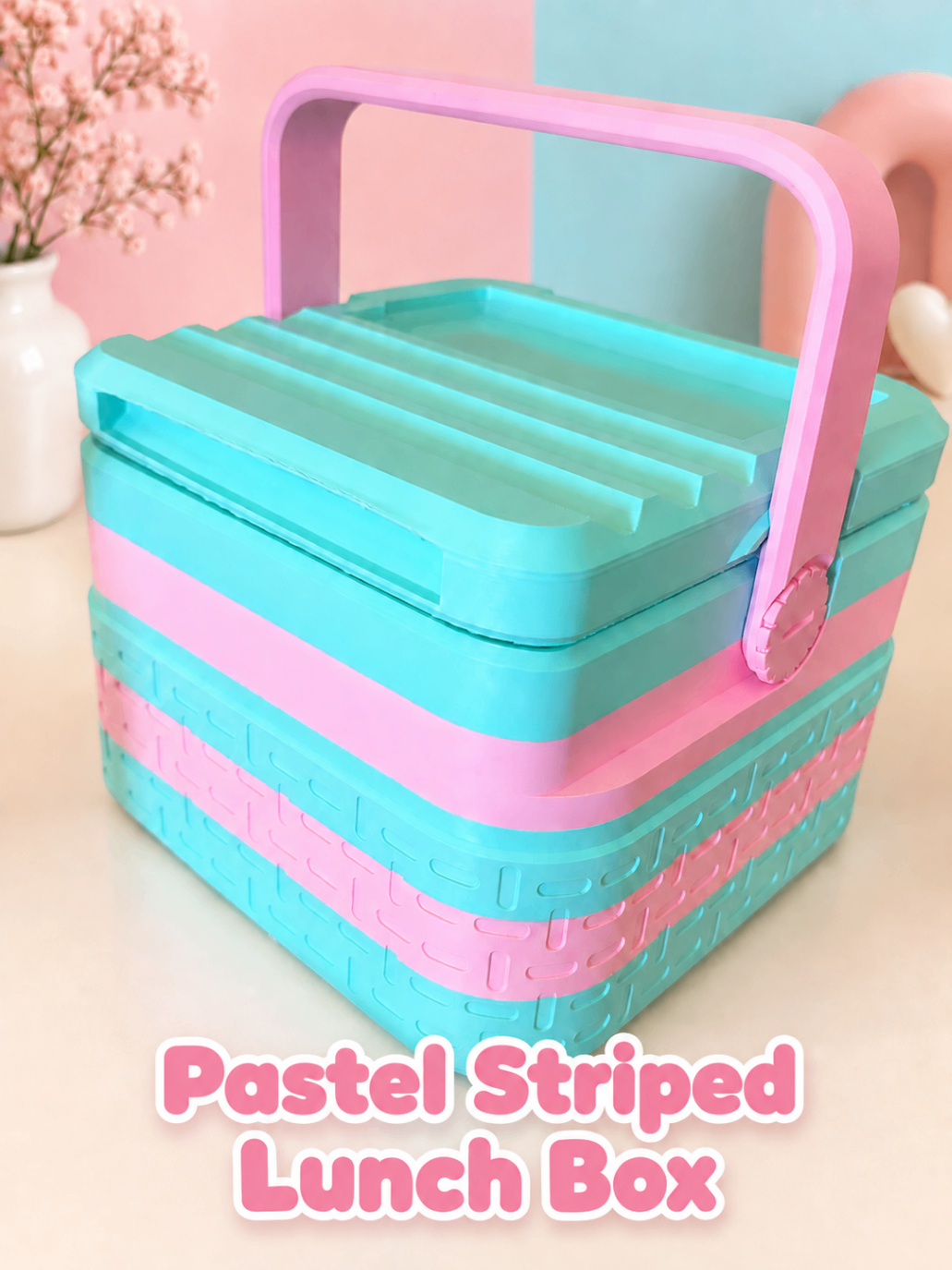 Pastel Striped Lunch Box